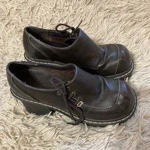 Dark brown chunky heels shoes